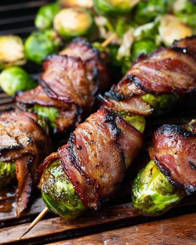 Grilled Beef Beef Bacon Wrapped Brussels Sprouts
