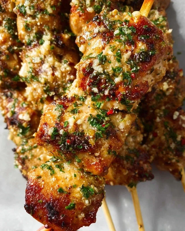 Garlic Parmesan Chicken Skewers