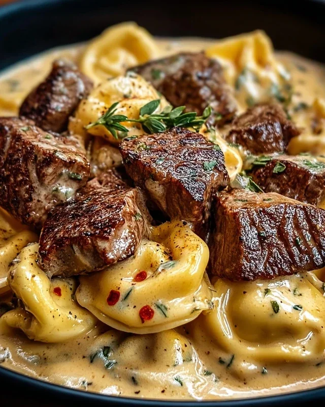 Cracked Garlic Steak Tortellini in Creamhouse Sauce Bliss
