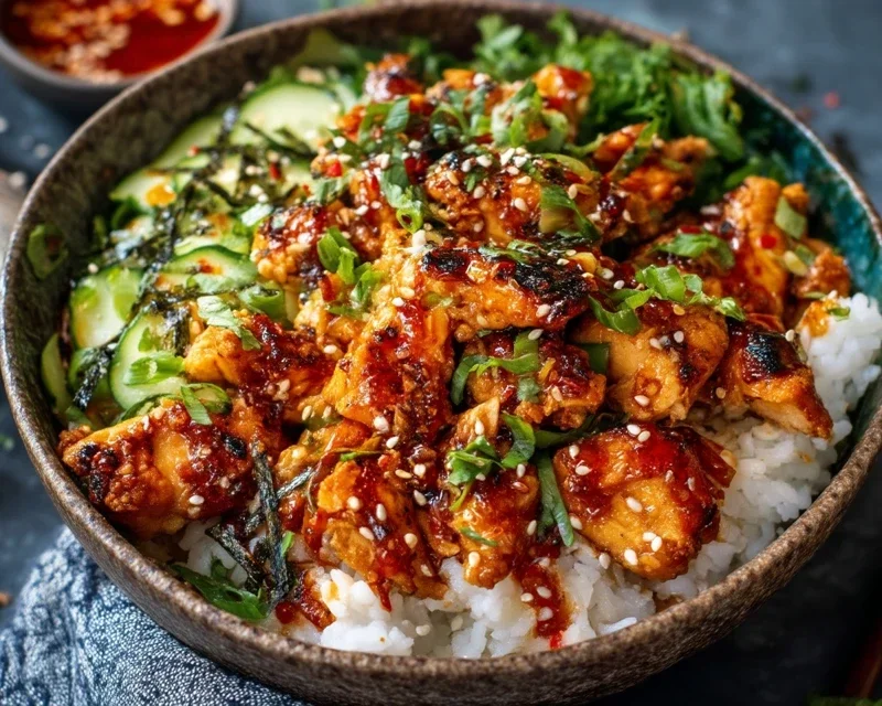 Spicy Honey-Gin Extract Extractger Chicken Bowls with Yum Yum Sauce