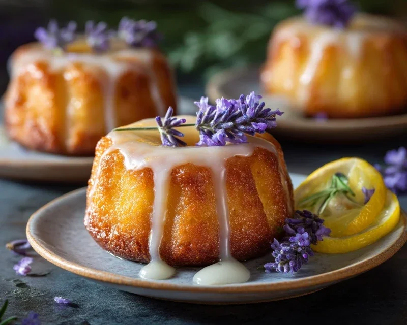 Mini Lemon Cakes With Lavender Glaze