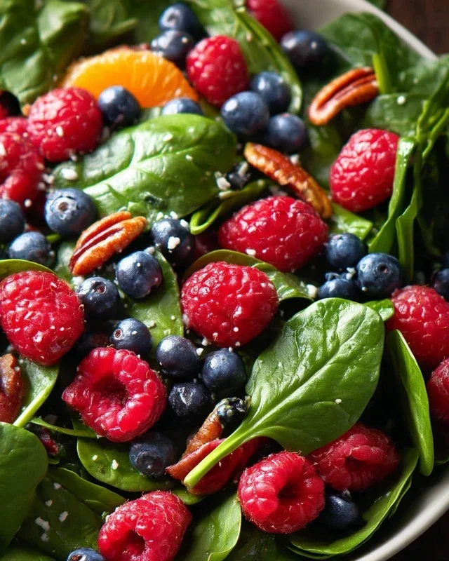 Berry Spinach Salad with Blueberries and Raspberries