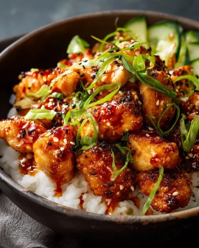 Spicy Honey-Gin Extract Extractger Chicken Bowls with Yum Yum Sauce