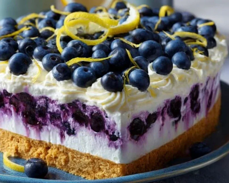 No-Bake Lemon dazzling Blueberry cream Cake