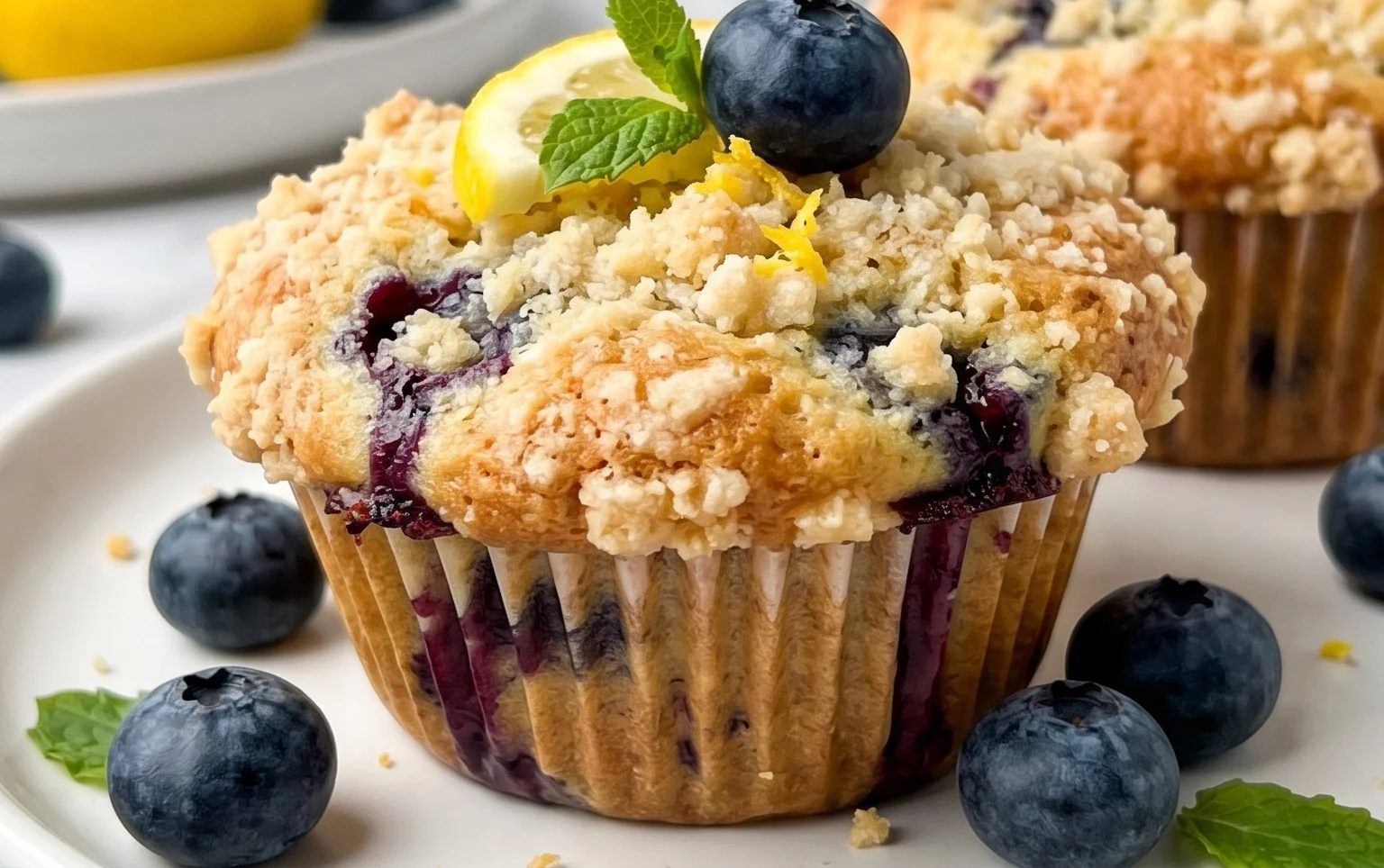 Lemon Blueberry Streusel Muffins