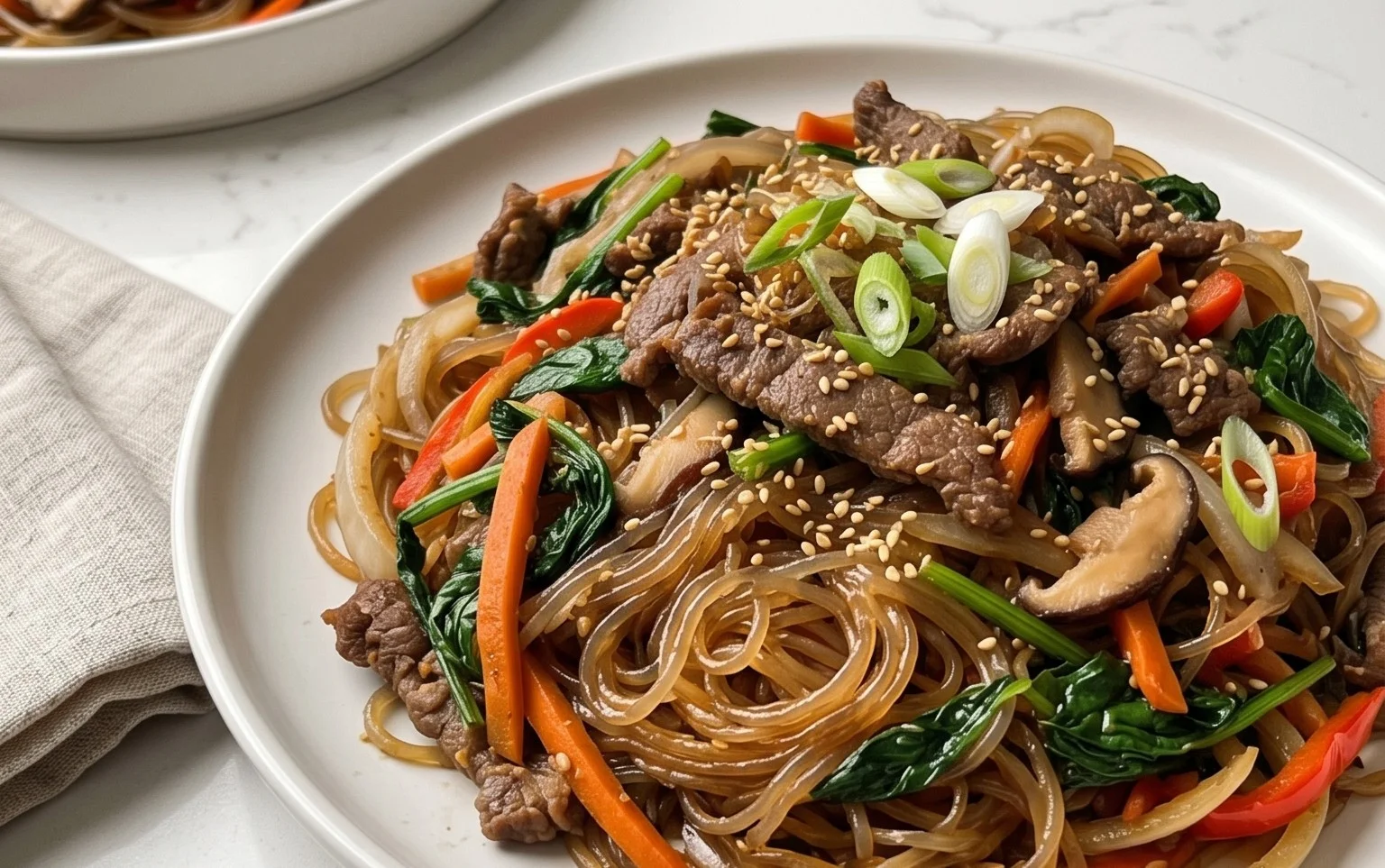Japchae (Korean Glass Noodle Stir Fry)