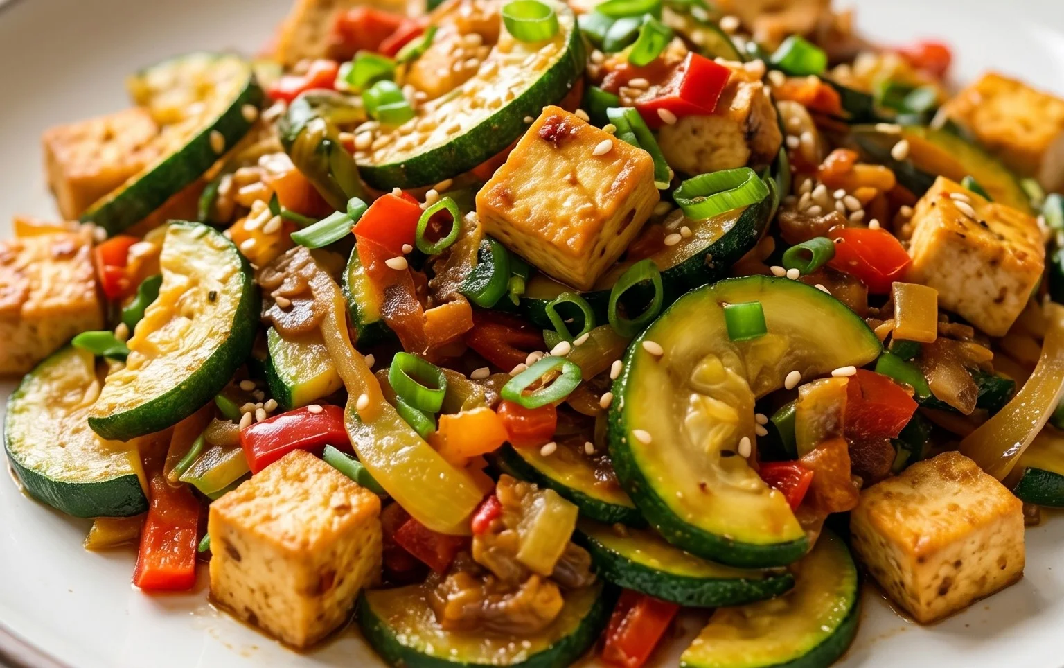 Zucchini Stir Fry With Tofu (Vegan)