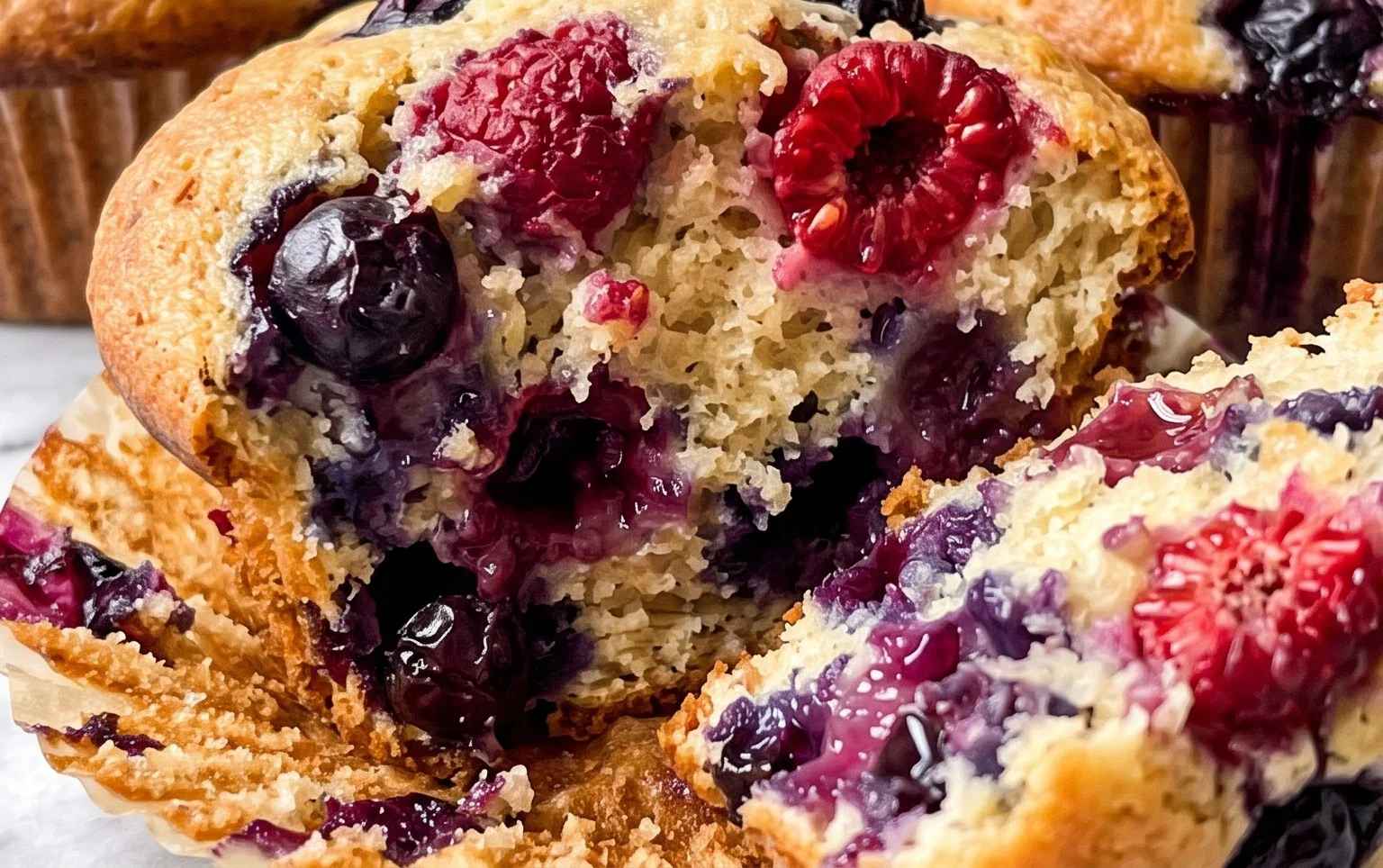 Bakery Style Mixed Berry Muffins | with Frozen Berries