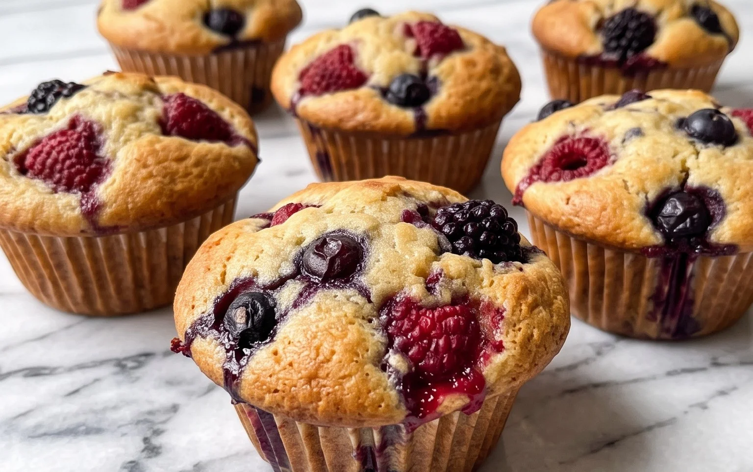 Bakery Style Mixed Berry Muffins | with Frozen Berries