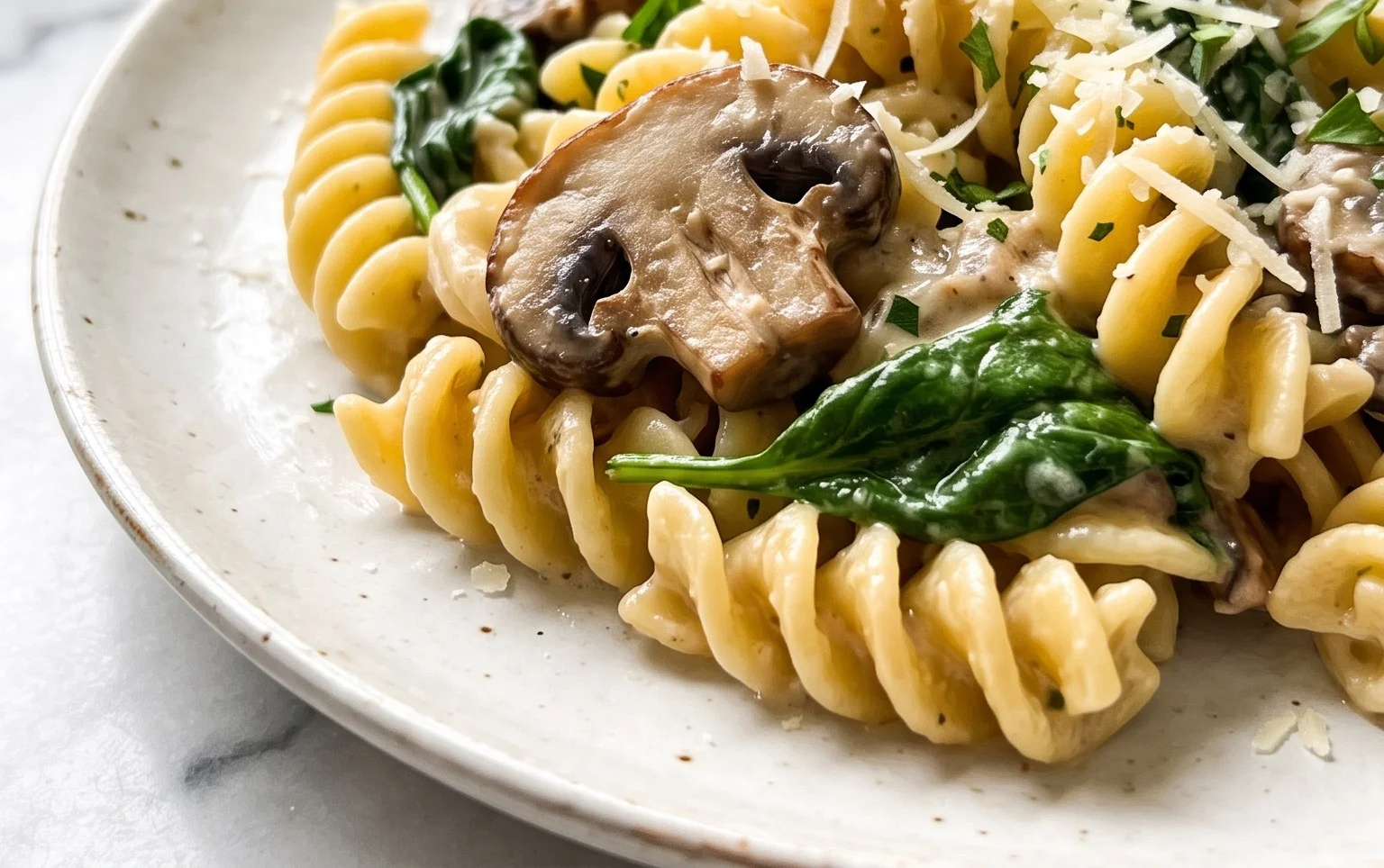 Parmesan Spinach Mushroom Pasta Skillet