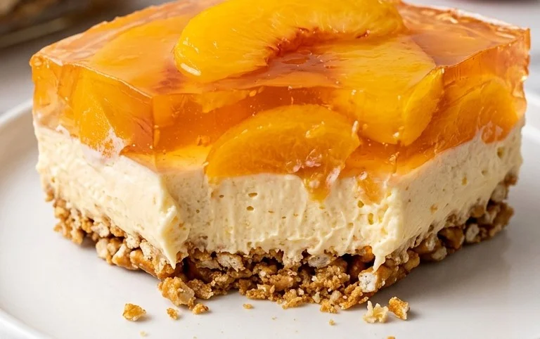 Peach Pretzel Salad Dessert