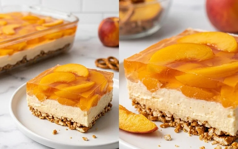 Peach Pretzel Salad Dessert