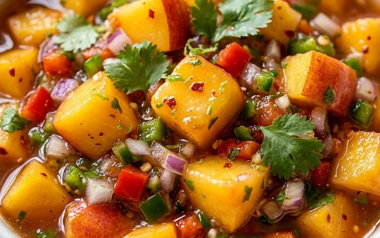Sweet & Spicy Peach Salsa Canning Recipe