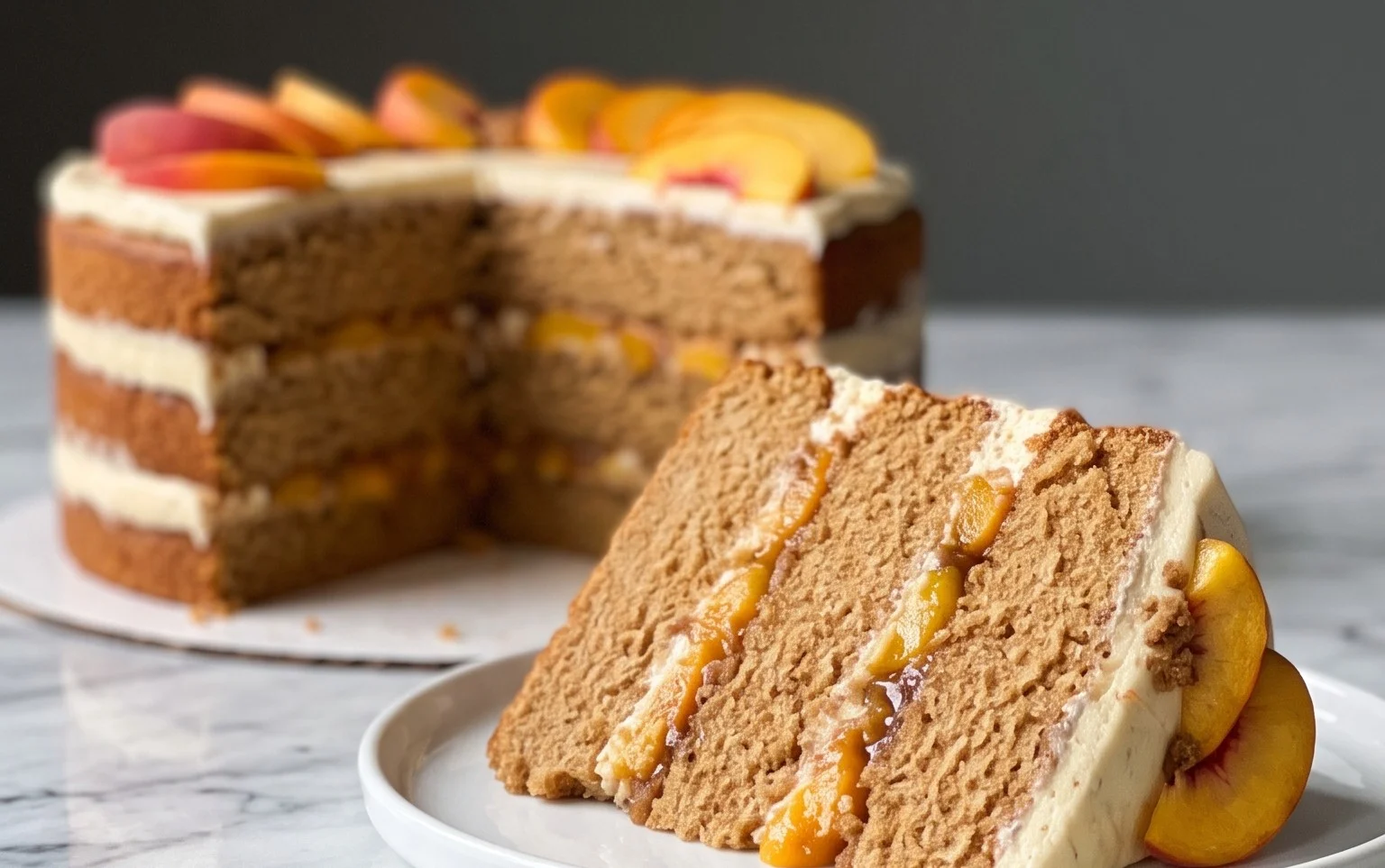 Brown Sugar Layer Cake with Peach Filling