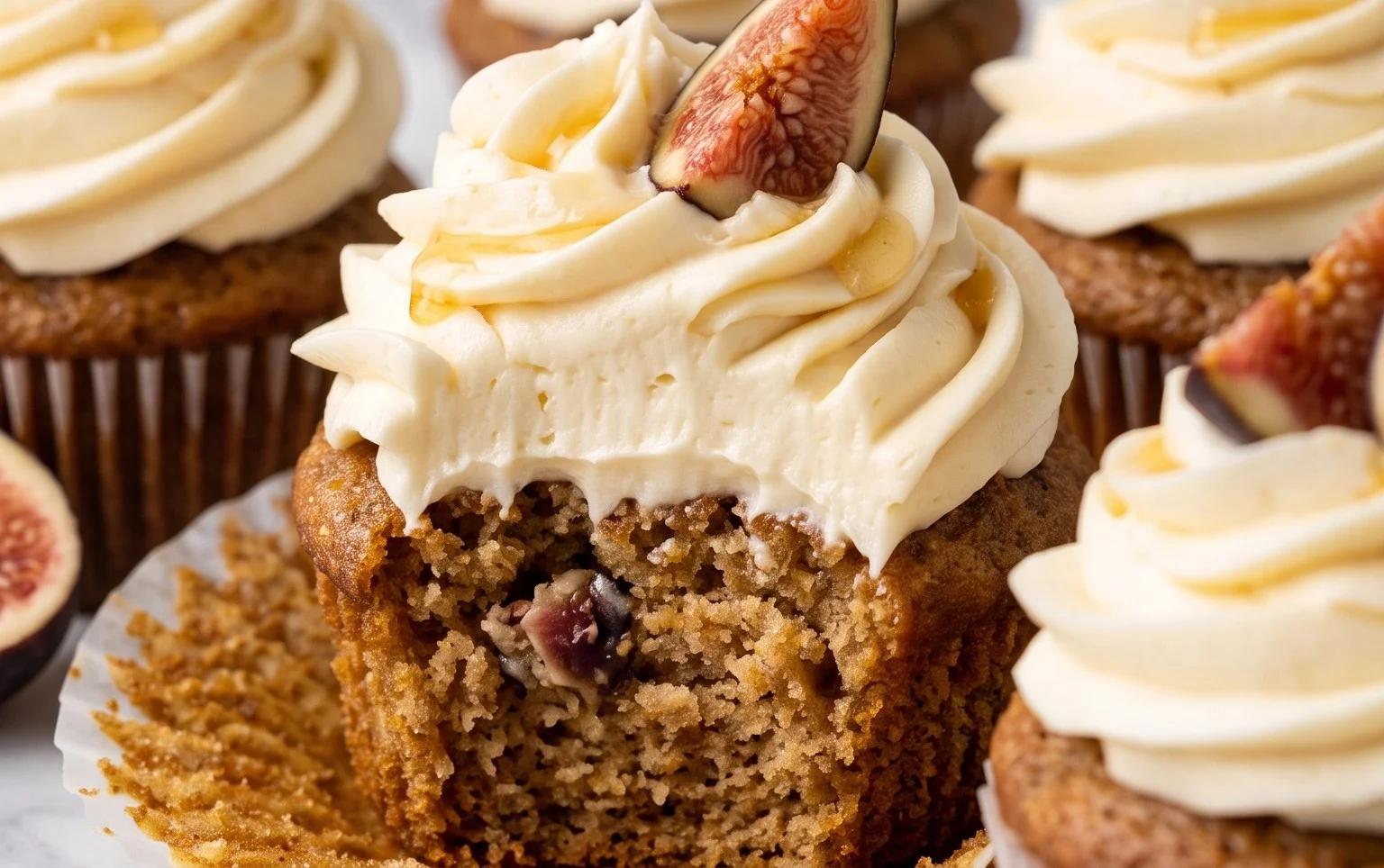 Fig Cupcakes with Honey Cream Cheese Frosting